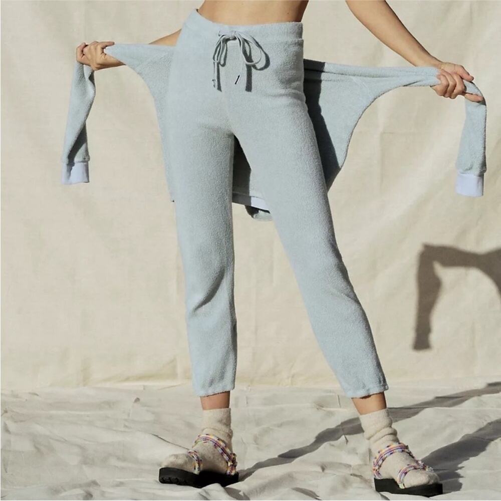 Stateside Light Green Fleece Fuzzy Joggers Jogger Lounge Pants NWT Anthro LARGE